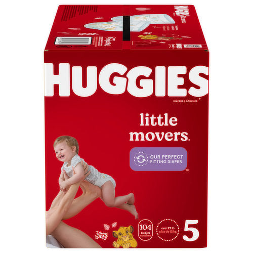 Huggies Little Movers Baby Diapers, Size 5, 104 Ct