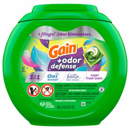 Gain Odor Defense Pacs Laundry Detergent Pods, 42count